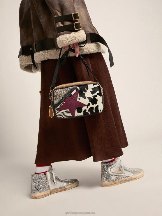FDVPX69 Golden Goose mujer zapatillas deportivas slide con pala de piel laminada y purpurina plateada