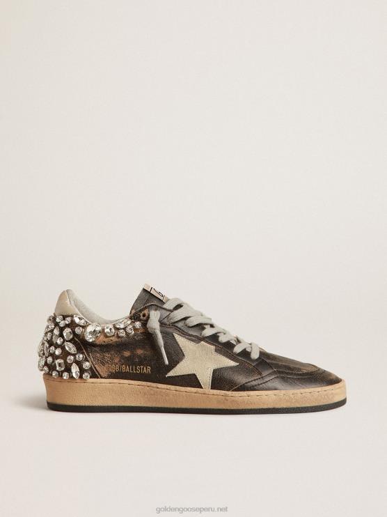 FDVPX141 Golden Goose mujer estrella bola en cuero negro con decoración de cristal