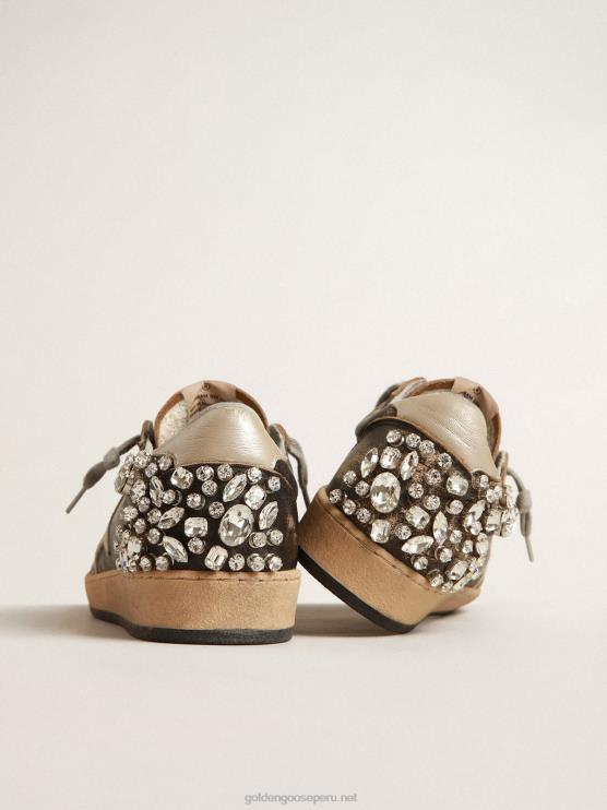 FDVPX141 Golden Goose mujer estrella bola en cuero negro con decoración de cristal