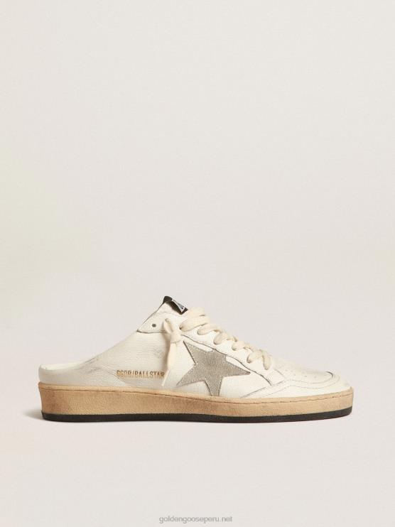 FDVPX144 Golden Goose mujer zuecos ball star de napa con estrella de ante gris hielo