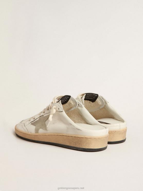 FDVPX144 Golden Goose mujer zuecos ball star de napa con estrella de ante gris hielo