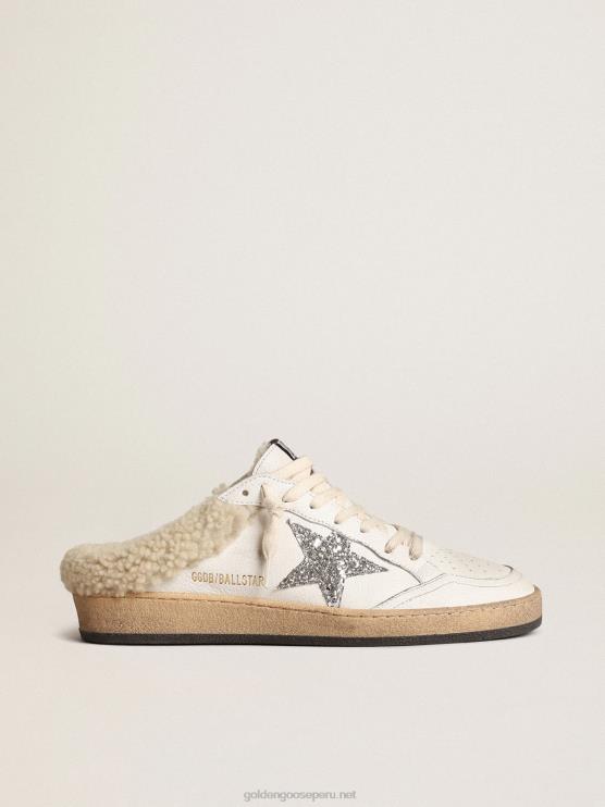 FDVPX145 Golden Goose mujer zuecos de estrella de bola con estrella brillante y forro de borrego