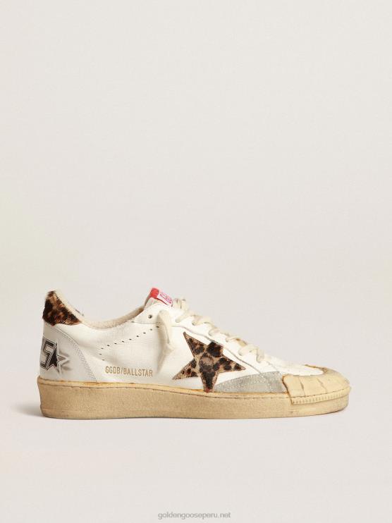 FDVPX152 Golden Goose mujer ball star de napa con estrella de potro con estampado de leopardo y refuerzo en el talón