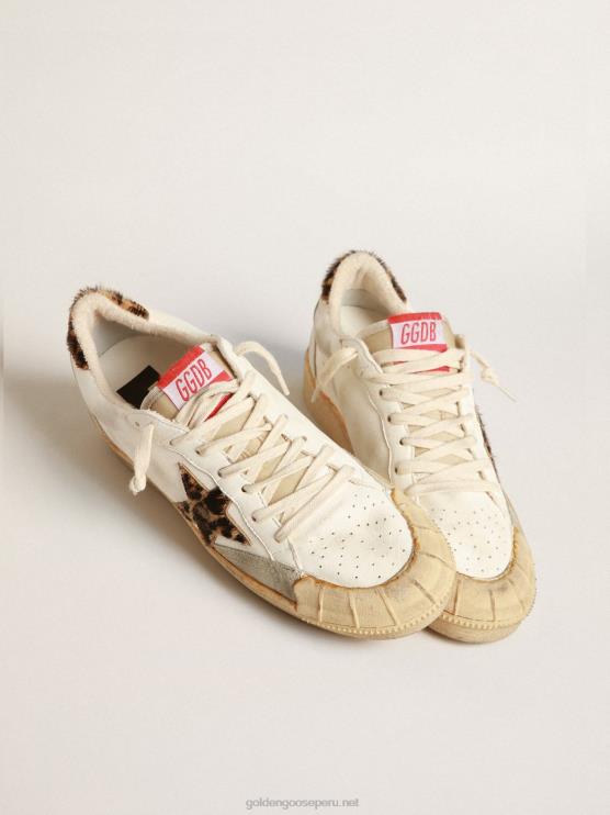 FDVPX152 Golden Goose mujer ball star de napa con estrella de potro con estampado de leopardo y refuerzo en el talón
