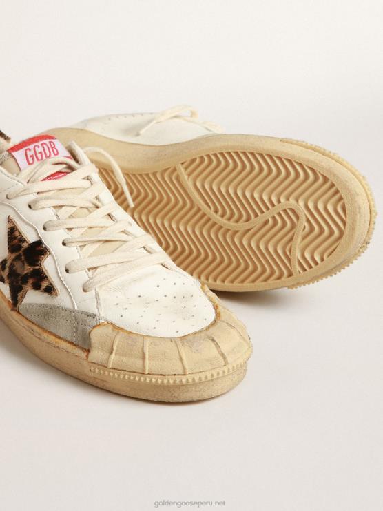 FDVPX152 Golden Goose mujer ball star de napa con estrella de potro con estampado de leopardo y refuerzo en el talón