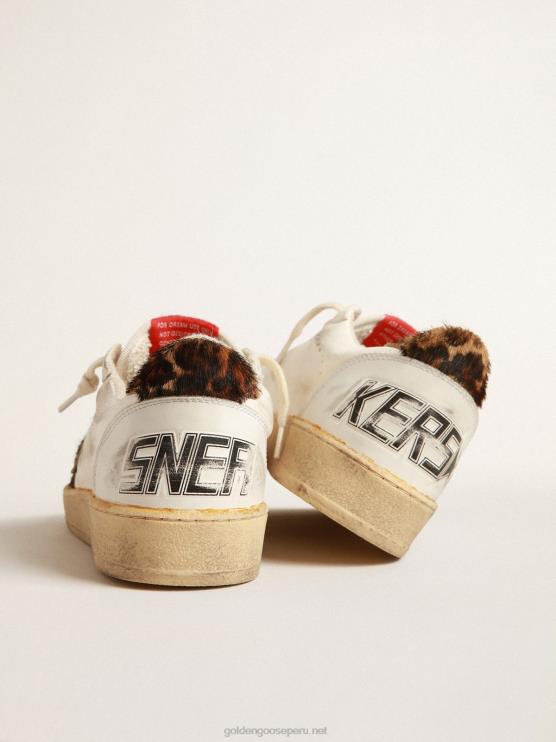 FDVPX152 Golden Goose mujer ball star de napa con estrella de potro con estampado de leopardo y refuerzo en el talón