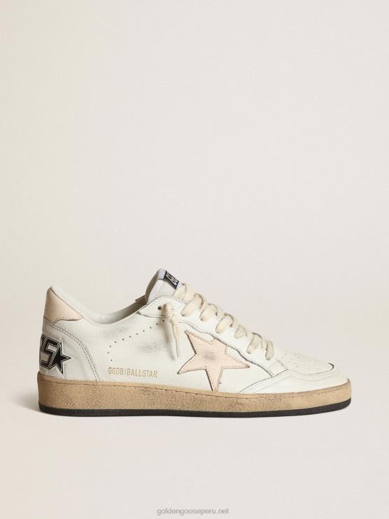 FDVPX199 Golden Goose mujer ball star ltd en napa blanca con estrella de napa rosa salmón
