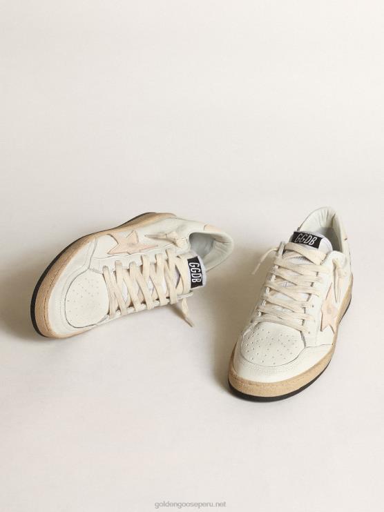 FDVPX199 Golden Goose mujer ball star ltd en napa blanca con estrella de napa rosa salmón