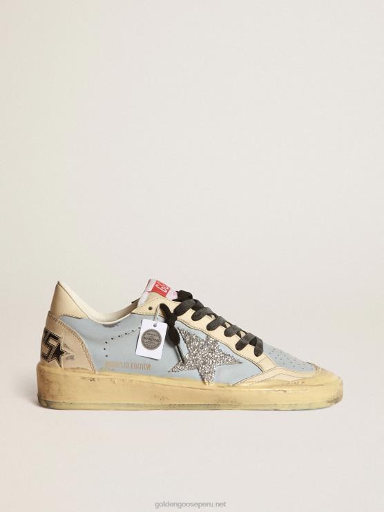 FDVPX202 Golden Goose mujer ball star lab de cuero azul claro ahumado con estrella de swarovski