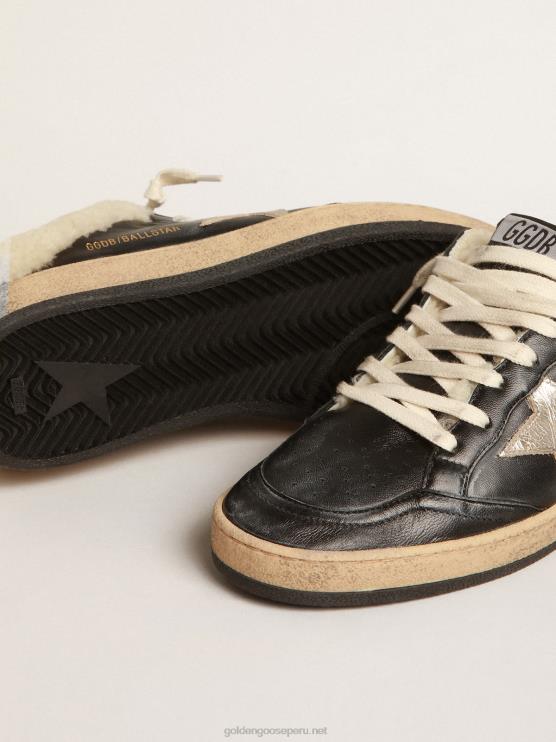 FDVPX211 Golden Goose mujer zuecos ball star de napa con estrella de platino y forro de borrego