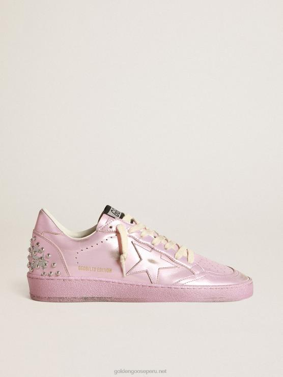 FDVPX282 Golden Goose mujer ball star lab de piel laminada rosa con tachuelas