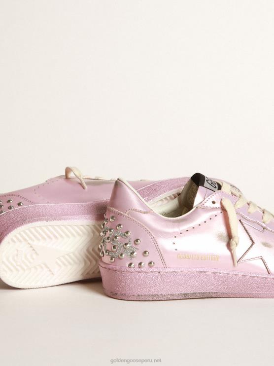 FDVPX282 Golden Goose mujer ball star lab de piel laminada rosa con tachuelas