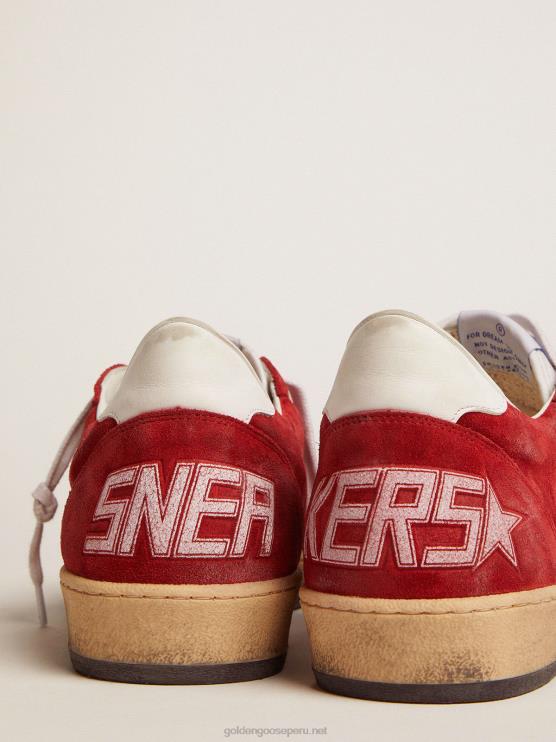 FDVPX558 Golden Goose mujer estrella bola de ante rojo con estrella de piel blanca