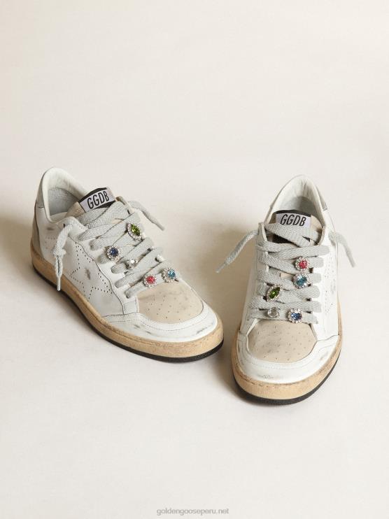 FDVPX62 Golden Goose mujer Zapatillas ball star lab de piel blanca con estrella perforada