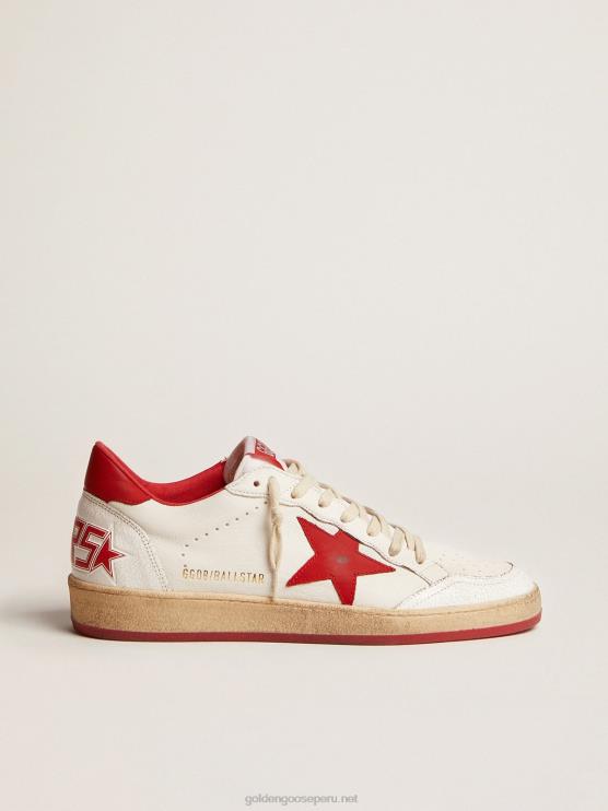 FDVPX68 Golden Goose mujer zapatillas deportivas ball star blancas de piel con estrella roja y refuerzo en el talón