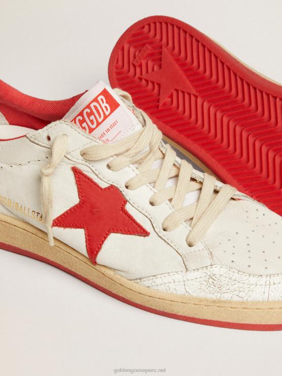 FDVPX68 Golden Goose mujer zapatillas deportivas ball star blancas de piel con estrella roja y refuerzo en el talón