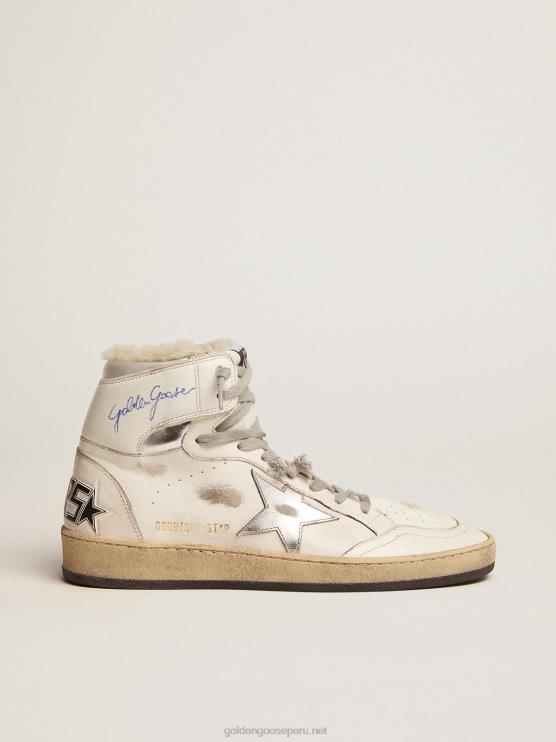 FDVPX126 Golden Goose mujer zapatillas sky-star con firma en el tobillo y forro de borrego
