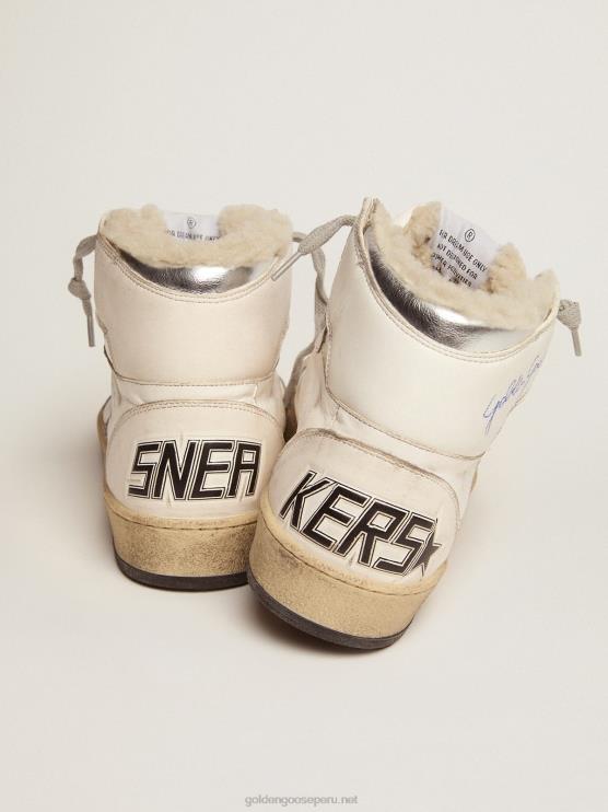 FDVPX126 Golden Goose mujer zapatillas sky-star con firma en el tobillo y forro de borrego