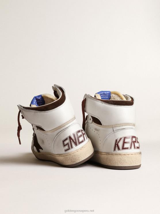 FDVPX156 Golden Goose mujer sky-star de napa blanca con estrella de ante chocolate