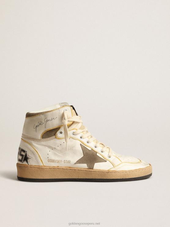 FDVPX179 Golden Goose mujer sky-star de napa blanca con estrella de ante gris tórtola