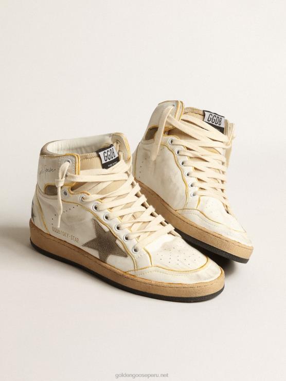 FDVPX179 Golden Goose mujer sky-star de napa blanca con estrella de ante gris tórtola
