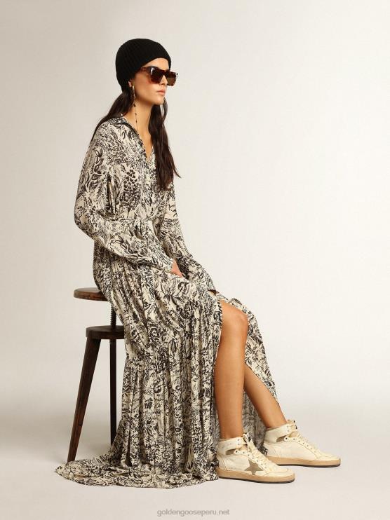 FDVPX179 Golden Goose mujer sky-star de napa blanca con estrella de ante gris tórtola