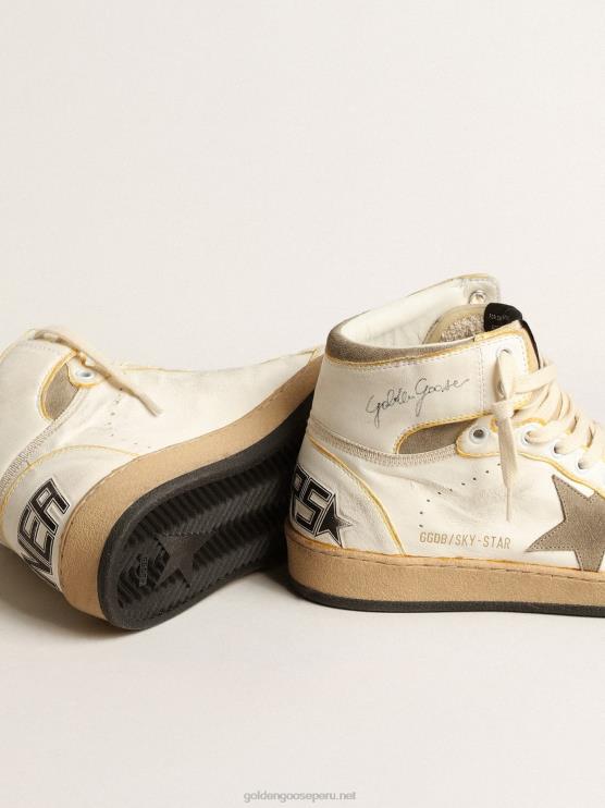 FDVPX179 Golden Goose mujer sky-star de napa blanca con estrella de ante gris tórtola