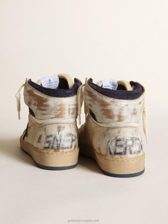FDVPX52 Golden Goose mujer sky-star de nailon y piel blanca con estrella de ante azul