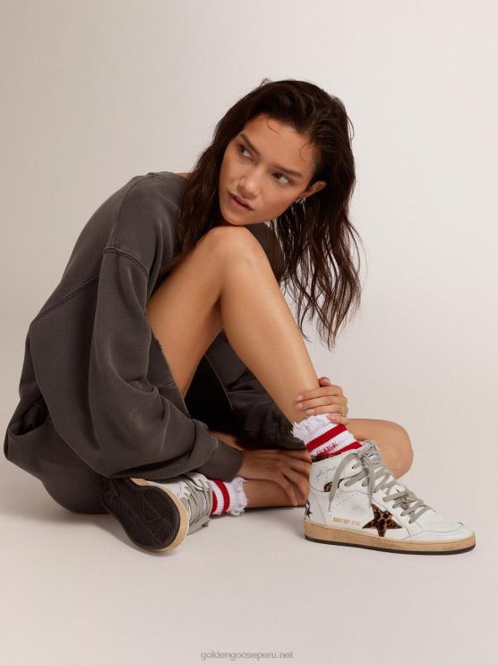 FDVPX55 Golden Goose mujer zapatillas sky-star con firma en el tobillo e inserciones de piel de potro con estampado de leopardo