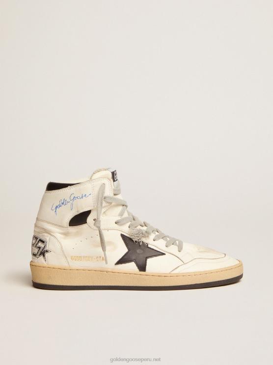 FDVPX71 Golden Goose mujer zapatillas sky-star con firma en el tobillo e inserciones de piel negra