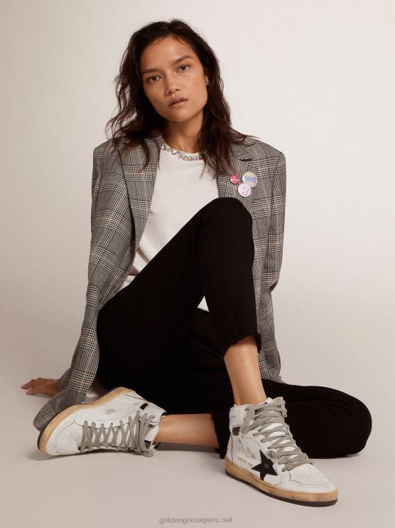 FDVPX71 Golden Goose mujer zapatillas sky-star con firma en el tobillo e inserciones de piel negra