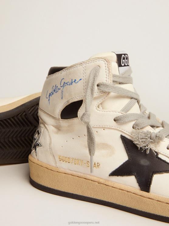 FDVPX71 Golden Goose mujer zapatillas sky-star con firma en el tobillo e inserciones de piel negra
