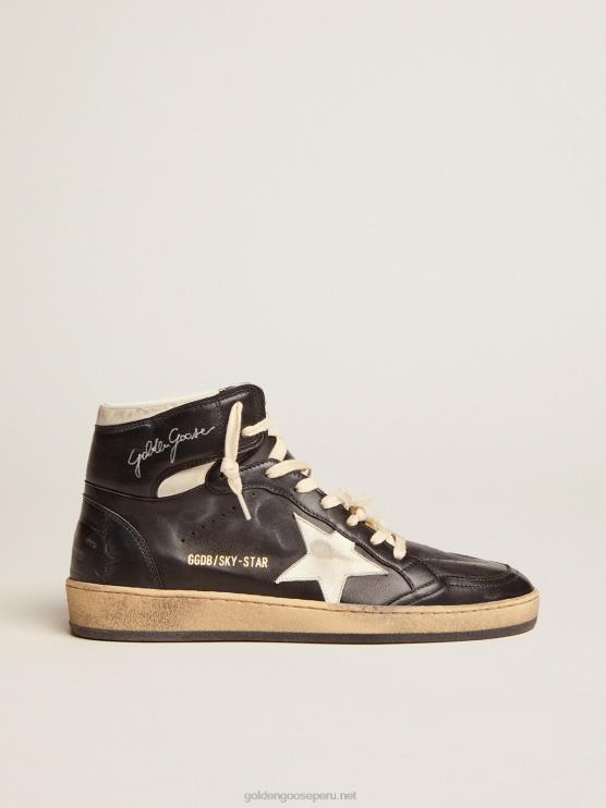 FDVPX87 Golden Goose mujer zapatillas sky-star de napa negra con estrella de napa blanca