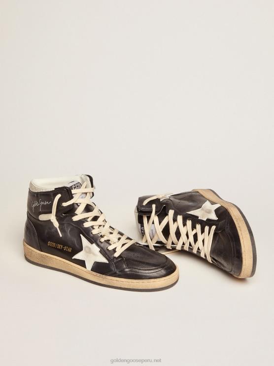 FDVPX87 Golden Goose mujer zapatillas sky-star de napa negra con estrella de napa blanca