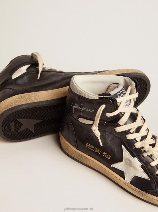 FDVPX87 Golden Goose mujer zapatillas sky-star de napa negra con estrella de napa blanca