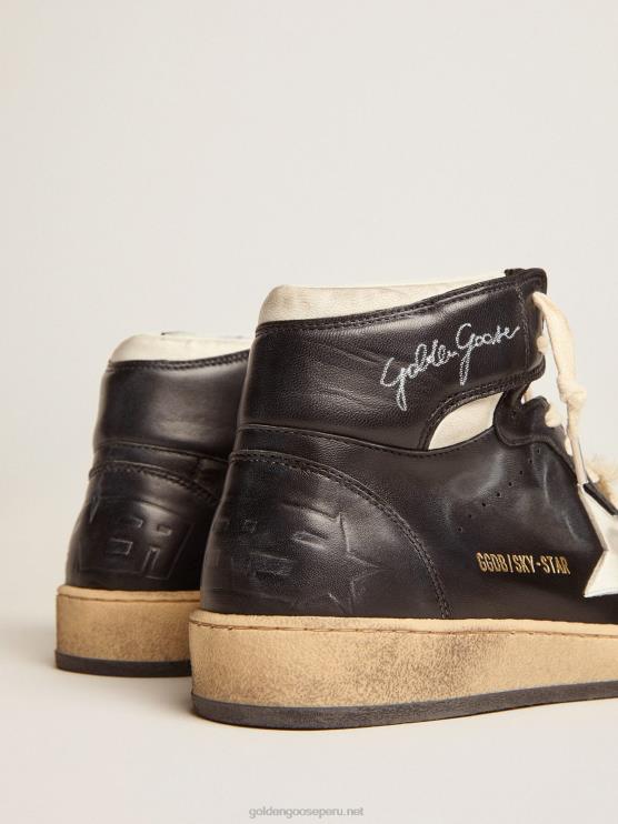 FDVPX87 Golden Goose mujer zapatillas sky-star de napa negra con estrella de napa blanca