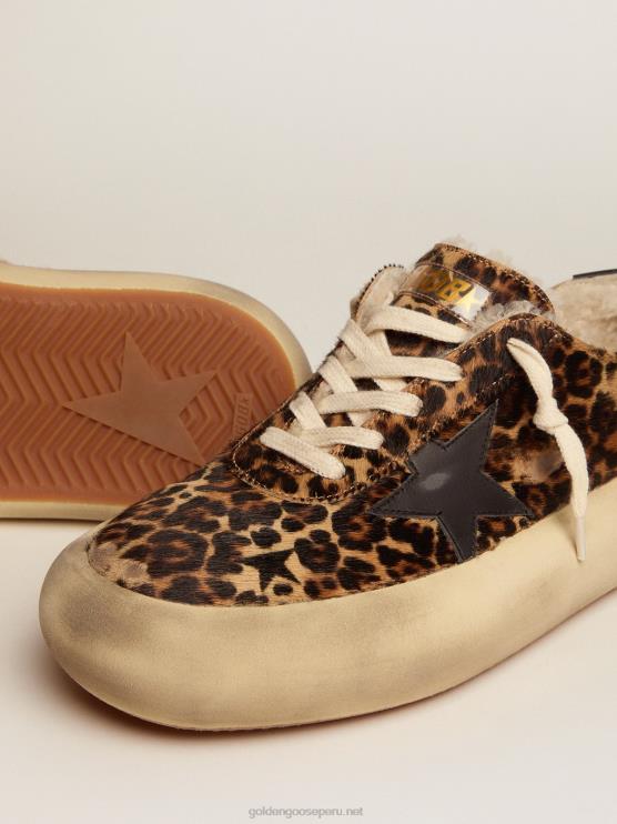 FDVPX154 Golden Goose mujer zapatos space-star de piel de potro animal print con forro de borrego