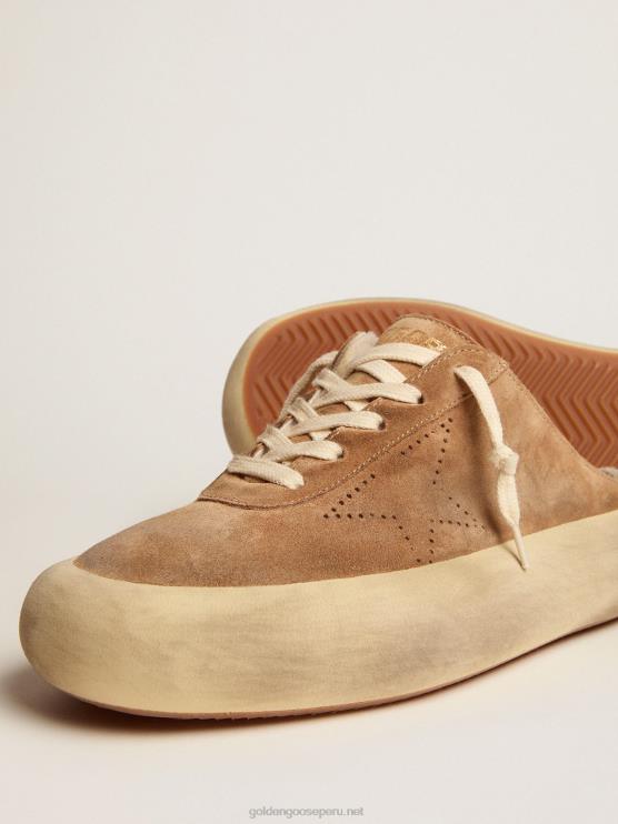 FDVPX176 Golden Goose mujer Zapato sabot space-star de ante color tabaco con interior de borrego