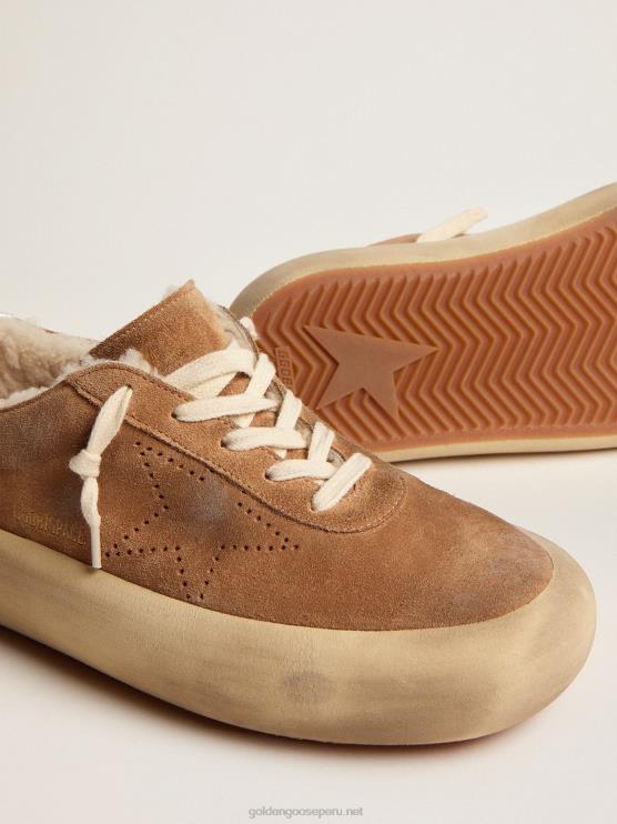 FDVPX178 Golden Goose mujer Zapato space-star de ante color tabaco con interior de borrego