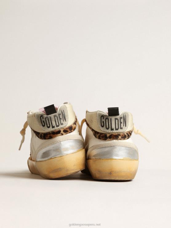 FDVPX142 Golden Goose mujer mid star ltd con inserciones de cuero plateado metalizado y estrella rosa