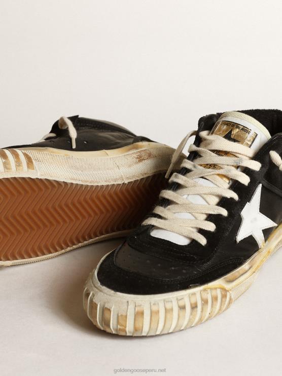 FDVPX146 Golden Goose mujer estrella media de napa y ante negro con estrella de piel blanca
