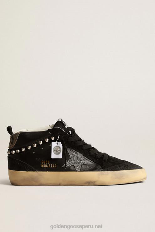 FDVPX161 Golden Goose mujer mid star de napa y ante negro con estrella de cristal de swarovski