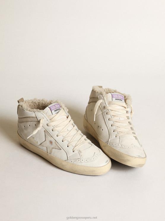 FDVPX192 Golden Goose mujer mid star en napa con estrella de cuero blanco brillante y flash