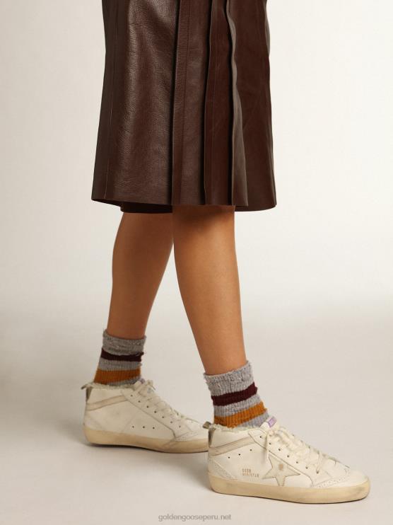 FDVPX192 Golden Goose mujer mid star en napa con estrella de cuero blanco brillante y flash