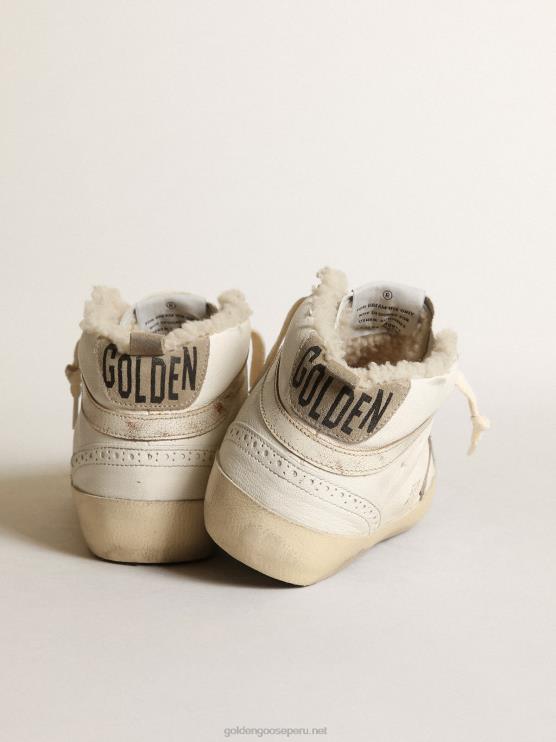 FDVPX192 Golden Goose mujer mid star en napa con estrella de cuero blanco brillante y flash