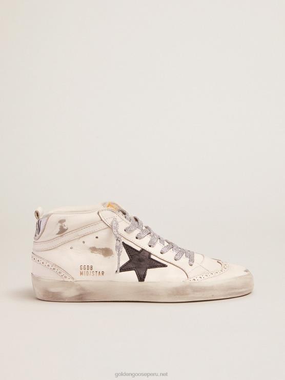 FDVPX4 Golden Goose mujer zapatillas deportivas de media estrella con refuerzo laminado en el talón y cordones brillantes
