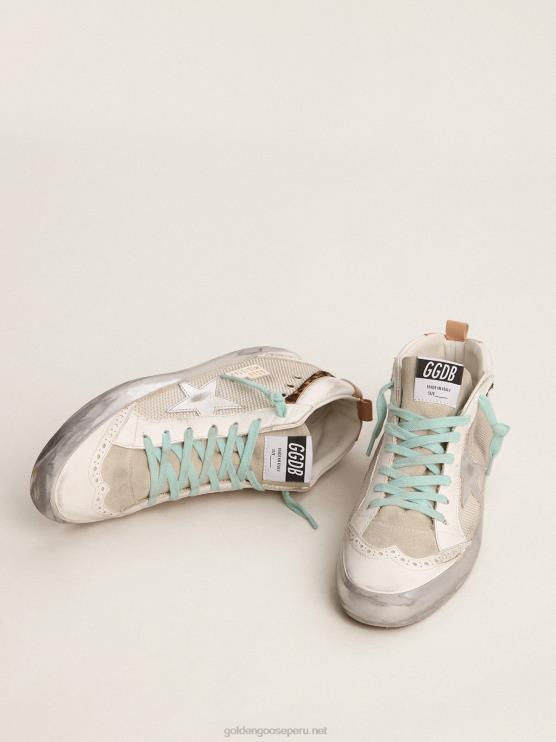 FDVPX56 Golden Goose mujer zapatillas deportivas de media estrella con refuerzo del talón de piel metalizada plateada y flash de piel de potro con estampado de leopardo