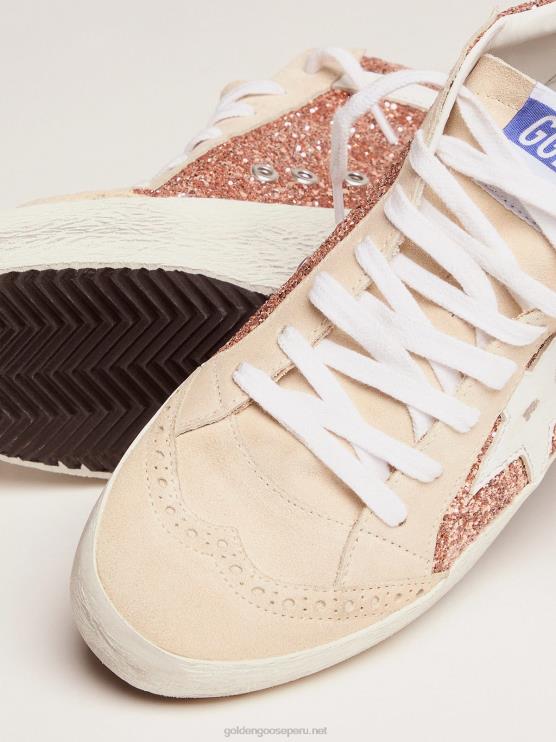 FDVPX58 Golden Goose mujer zapatillas mid star con purpurina rosa y dorado