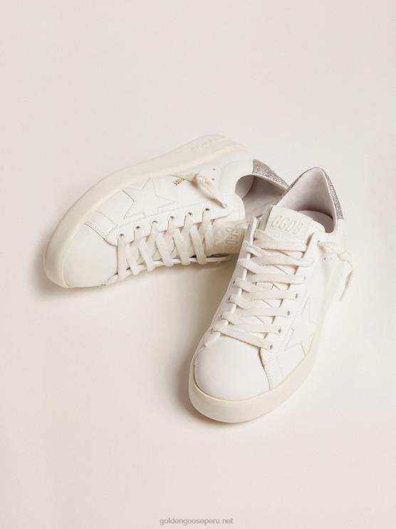 FDVPX138 Golden Goose mujer zapatillas purestar con refuerzo plateado brillante en el talón