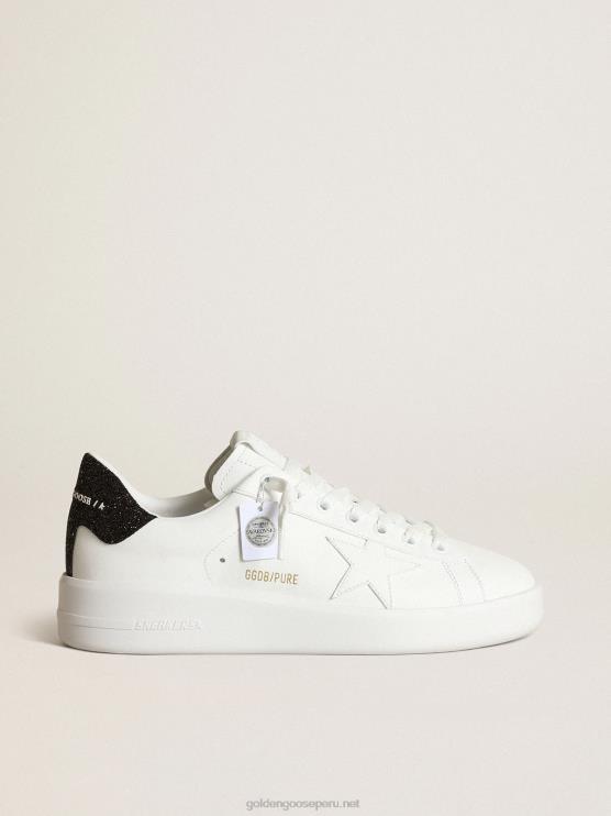 FDVPX204 Golden Goose mujer Zapatillas deportivas purestar de piel blanca con estrella tono sobre tono y refuerzo del talón con cristales de swarovski negros